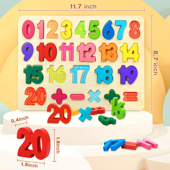 Wooden Number Puzzle for Toddlers 3-5 Years Old
