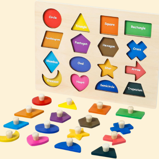 Wooden Shape Peg Puzzle for Toddlers 3-5 Years Old
