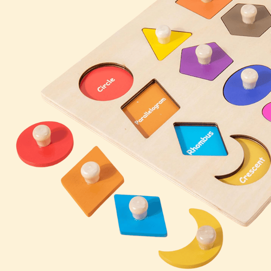 Wooden Shape Peg Puzzle for Toddlers 3-5 Years Old