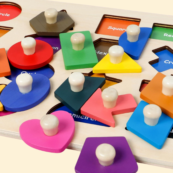 Wooden Shape Peg Puzzle for Toddlers 3-5 Years Old