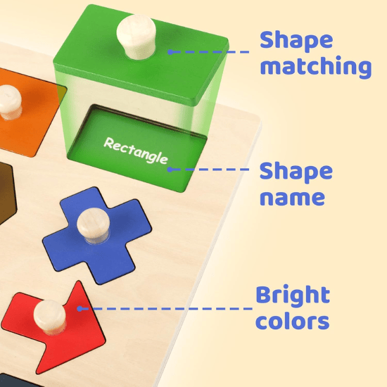 Wooden Shape Peg Puzzle for Toddlers 3-5 Years Old