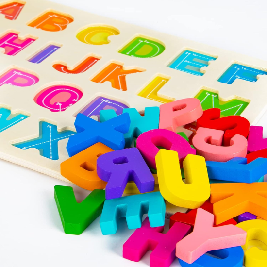 26-Piece Wooden Uppercase ABC Puzzle Board