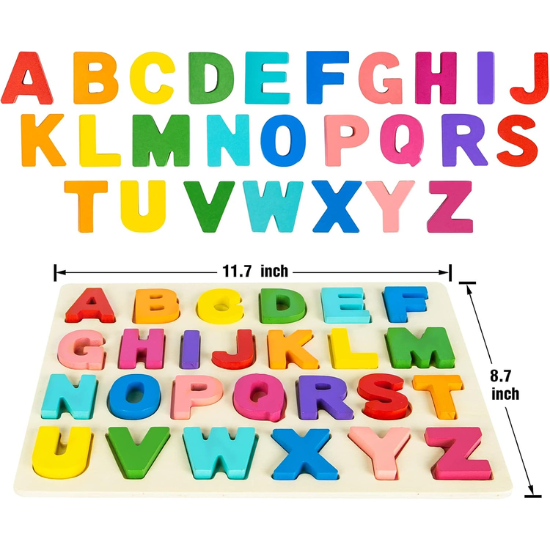 26-Piece Wooden Uppercase ABC Puzzle Board