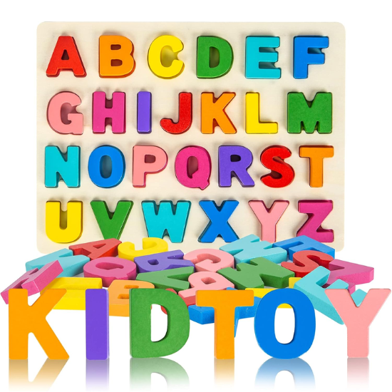 26-Piece Wooden Uppercase ABC Puzzle Board