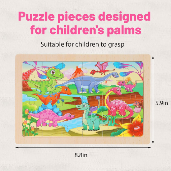 4-Pack Wooden Jigsaw Puzzles for Kids Ages 3-6