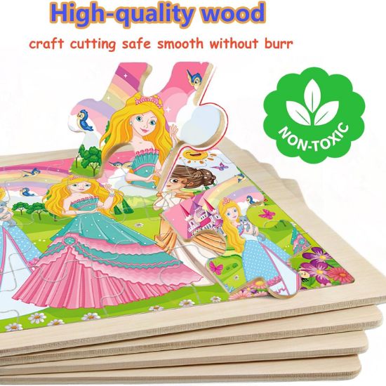 Wooden Jigsaw Puzzles for Kids Ages 3–6 – 4 Pack Unicorn