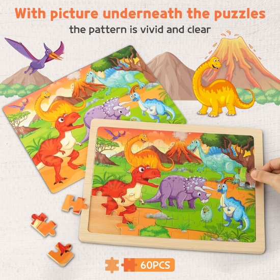 6-Pack Wooden Jigsaw Puzzles for Kids Ages 4–8