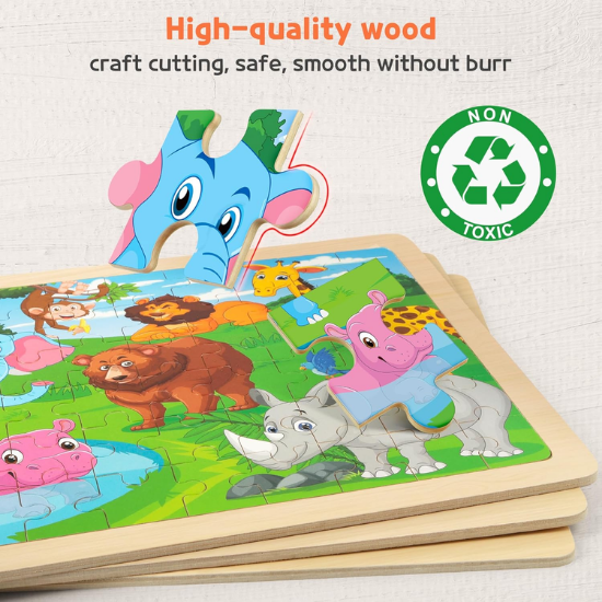6-Pack Wooden Jigsaw Puzzles for Kids Ages 4–8