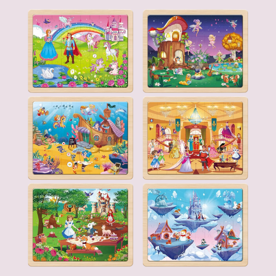 6-Pack Wooden Vehicle Jigsaw Puzzles for Kids Ages 4–8