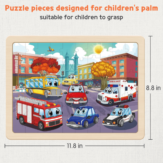 6-Pack Wooden Vehicle Jigsaw Puzzles for Kids Ages 4–8