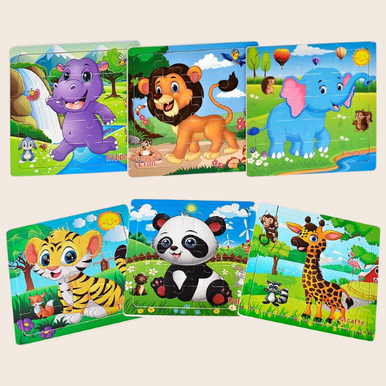 Wooden Animal Jigsaw Puzzles for Kids Ages 3–5