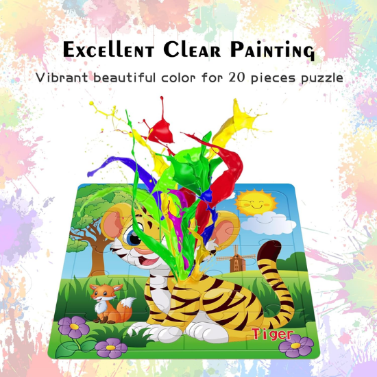 Wooden Animal Jigsaw Puzzles for Kids Ages 3–5