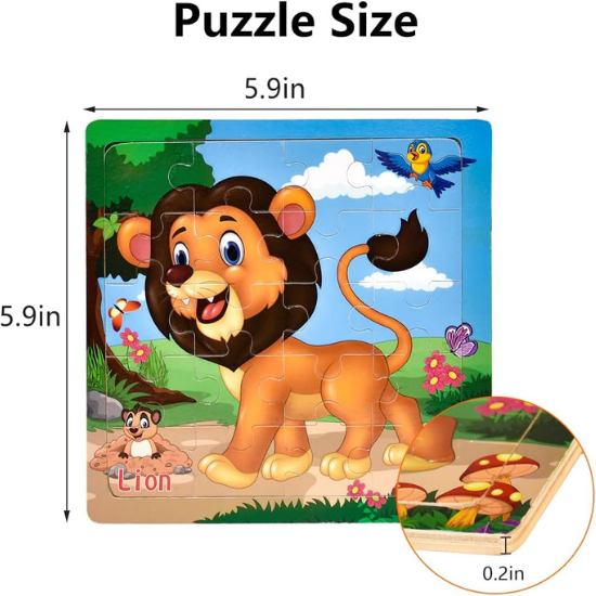 Wooden Animal Jigsaw Puzzles for Kids Ages 3–5