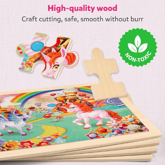 Wooden Puzzle Set – Girls Themes – 4 Pack – 24 Pieces