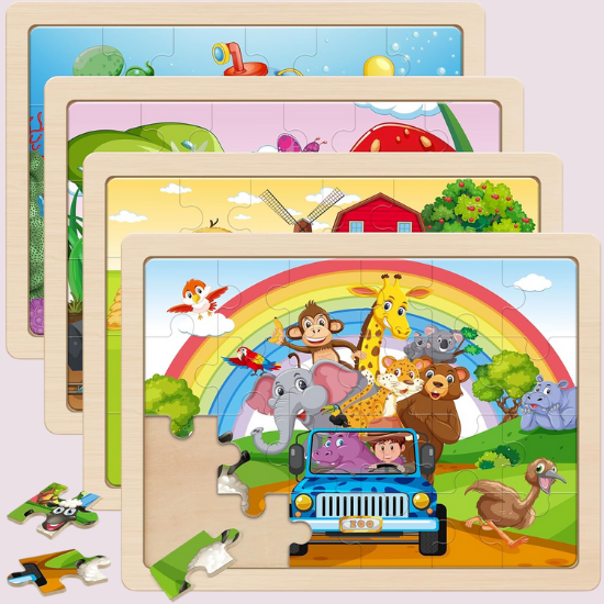 Wooden Puzzle Set – Girls Themes – 4 Pack – 24 Pieces