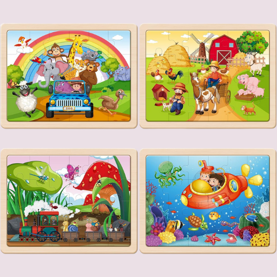 Wooden Puzzle Set – Girls Themes – 4 Pack – 24 Pieces
