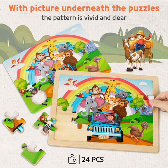 Wooden Puzzle Set – Girls Themes – 4 Pack – 24 Pieces