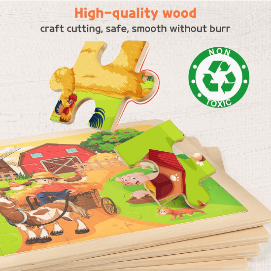 Wooden Puzzle Set – Girls Themes – 4 Pack – 24 Pieces