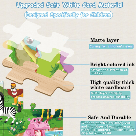 6-Pack Wooden Jigsaw Puzzle Set for Kids