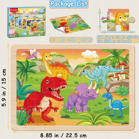 6-Pack Wooden Jigsaw Puzzle Set for Kids