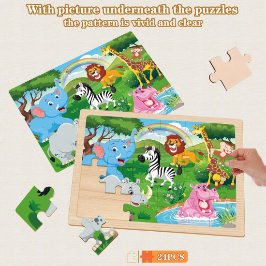 6-Pack Wooden Jigsaw Puzzle Set for Kids