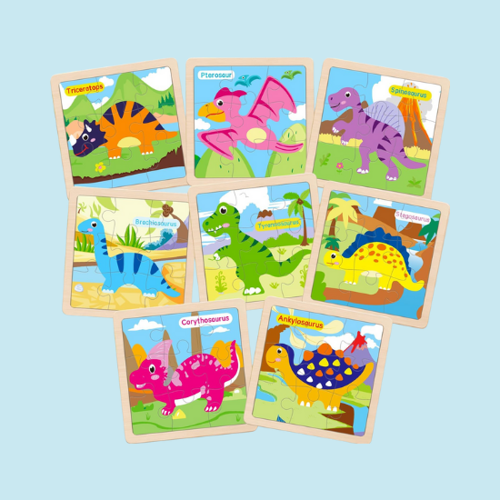 8-Pack Wooden Animal Jigsaw Puzzles