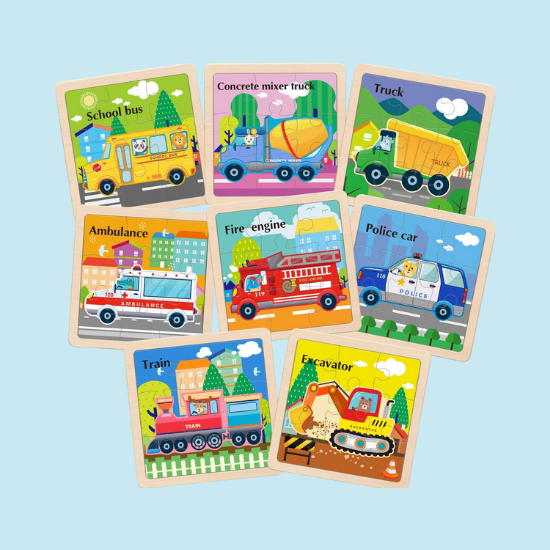 8-Pack Wooden Animal Jigsaw Puzzles