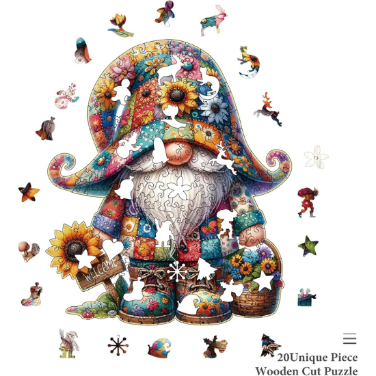 Gnome Wooden Jigsaw Puzzle for Adults