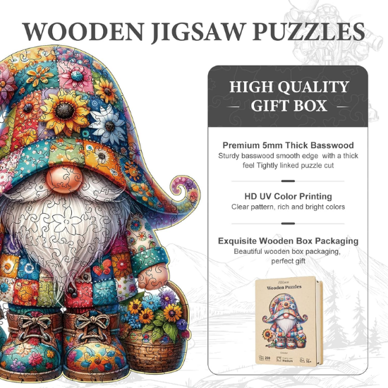 Gnome Wooden Jigsaw Puzzle for Adults