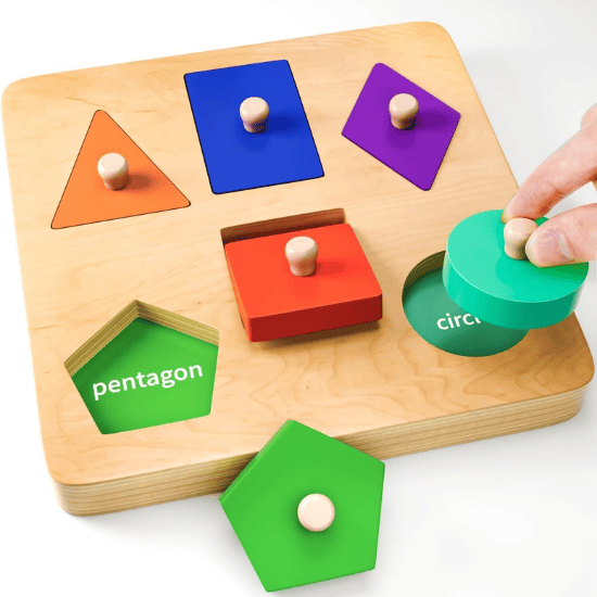 Wooden Shape Peg Puzzles for Toddlers 1-2 Years Old