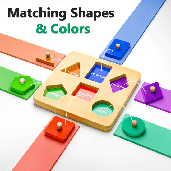 Wooden Shape Peg Puzzles for Toddlers 1-2 Years Old
