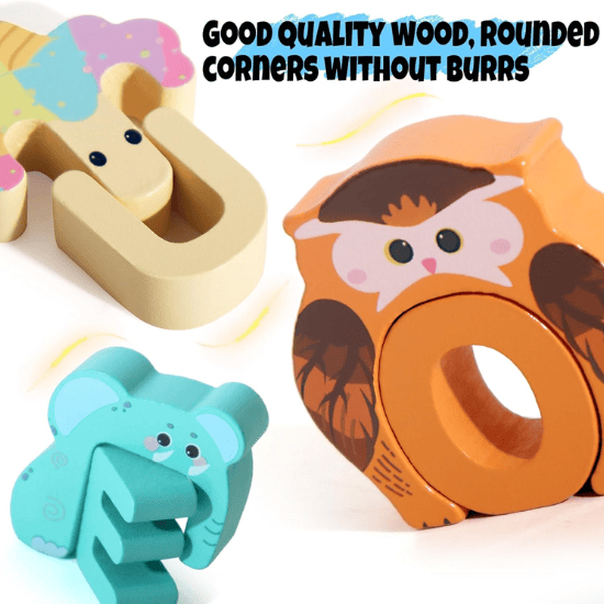52-Piece Wooden Alphabet & Animal Matching Game – ABC Peg Puzzles for Toddlers Ages 3-5