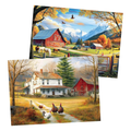 2-Pack 300-Piece Jigsaw Puzzles for Adults, Autumn Farm & Countryside Themes