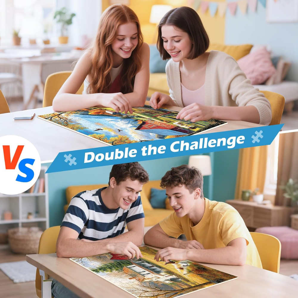2-Pack 300-Piece Jigsaw Puzzles for Adults, Autumn Farm & Countryside Themes